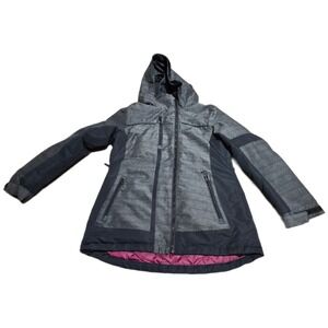 Liquid Womens Ski Snowboard Jacket Hooded Full Zip Gray Black Insulated Outdoor